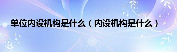 单位内设机构是什么（内设机构是什么）