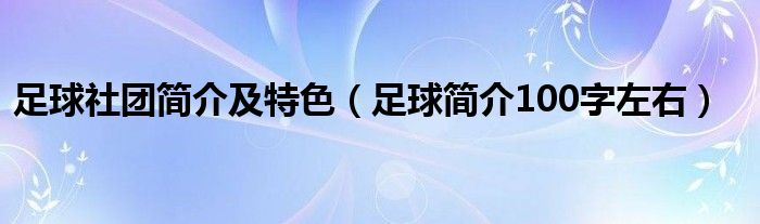 足球社团简介及特色(足球简介100字左右)