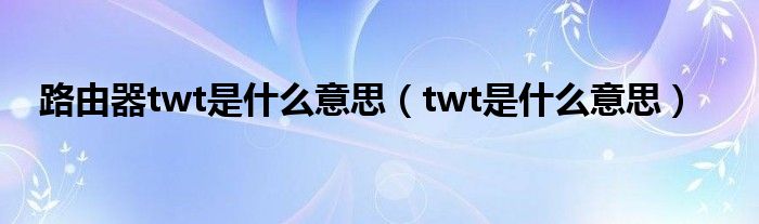 路由器twt是什么意思(twt是什么意思)