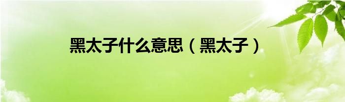 黑太子什么意思（黑太子）