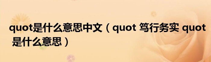 quot是什么意思中文(quot 笃行务实 quot 是什么意思)