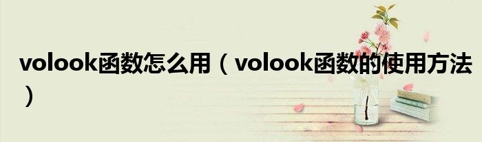 volook函数怎么用(volook函数的使用方法)