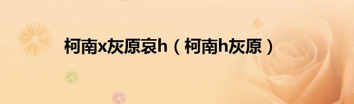 柯南x灰原哀h(柯南h灰原)
