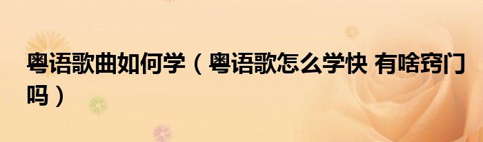 粤语歌曲如何学(粤语歌怎么学快 有啥窍门吗)