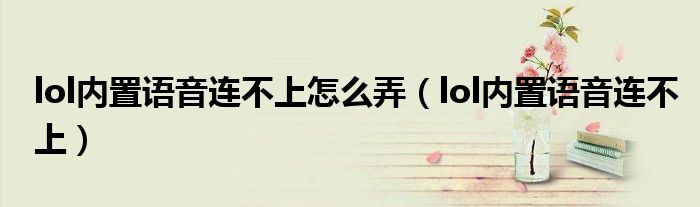 lol内置语音连不上怎么弄(lol内置语音连不上)