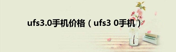 ufs3.0手机价格(ufs3 0手机)