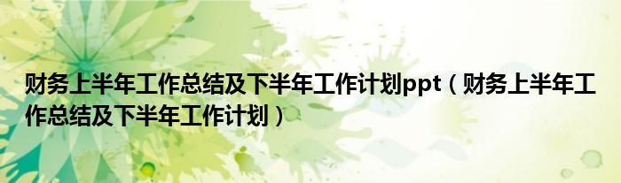 财务上半年工作总结及下半年工作计划ppt（财务上半年工作总结及下半年工作计划）