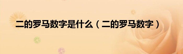 二的罗马数字是什么(二的罗马数字)