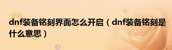 dnf装备铭刻界面怎么开启(dnf装备铭刻是什么意思)