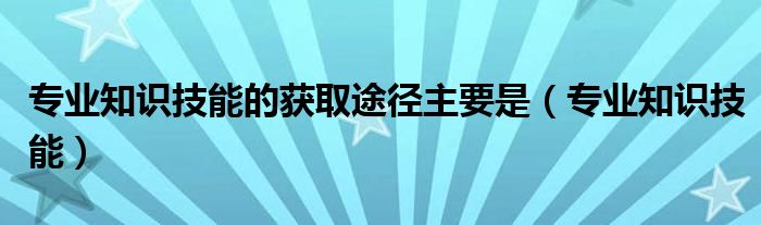 专业知识技能的获取途径主要是(专业知识技能)
