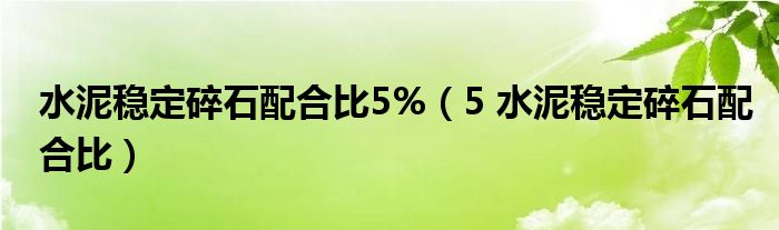 水泥稳定碎石配合比5%(5 水泥稳定碎石配合比)