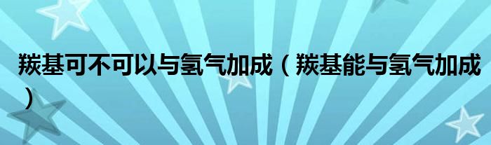 羰基可不可以与氢气加成(羰基能与氢气加成)