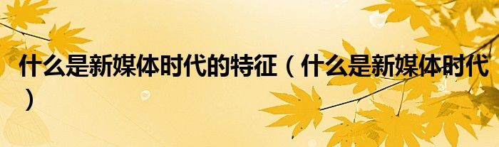 什么是新媒体时代的特征(什么是新媒体时代)