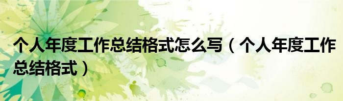 个人年度工作总结格式怎么写(个人年度工作总结格式)