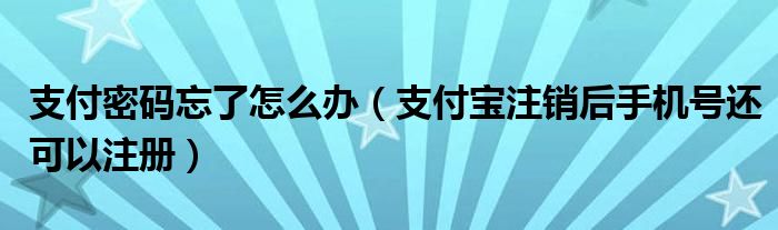 支付密码忘了怎么办(支付宝注销后手机号还可以注册)