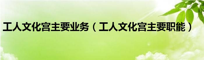 工人文化宫主要业务(工人文化宫主要职能)