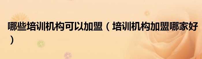 哪些培训机构可以加盟(培训机构加盟哪家好)