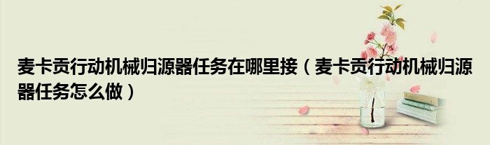 麦卡贡行动机械归源器任务在哪里接(麦卡贡行动机械归源器任务怎么做)