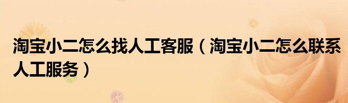 淘宝小二怎么找人工客服(淘宝小二怎么联系人工服务)