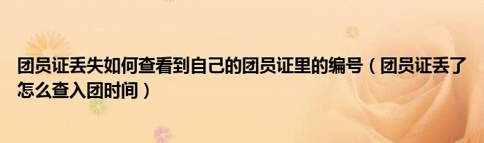 团员证丢失如何查看到自己的团员证里的编号(团员证丢了怎么查入团时间)