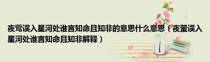 夜莺误入星河处谁言知命且知非的意思什么意思(夜萤误入星河处谁言知命且知非解释)