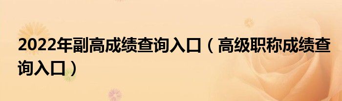2022年副高成绩查询入口(高级职称成绩查询入口)