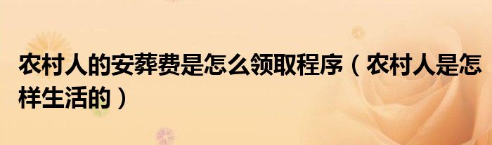 农村人的安葬费是怎么领取程序(农村人是怎样生活的)