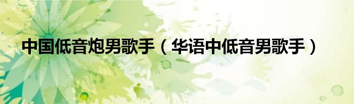 中国低音炮男歌手(华语中低音男歌手)