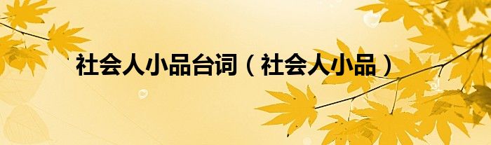 社会人小品台词(社会人小品)
