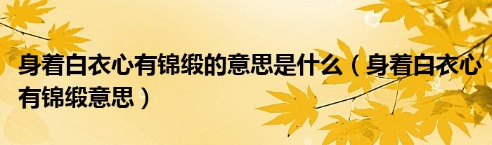 身着白衣心有锦缎的意思是什么(身着白衣心有锦缎意思)