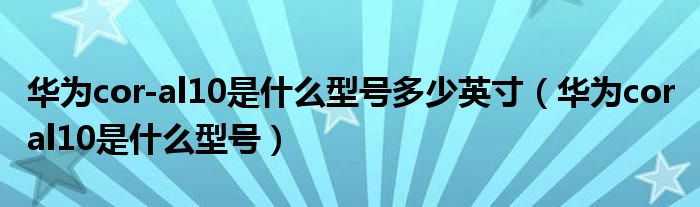 华为cor-al10是什么型号多少英寸(华为cor al10是什么型号)
