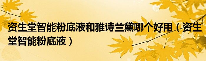 资生堂智能粉底液和雅诗兰黛哪个好用(资生堂智能粉底液)
