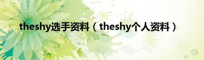 theshy选手资料(theshy个人资料)