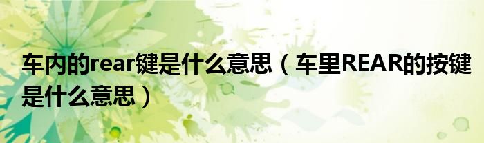 车内的rear键是什么意思(车里REAR的按键是什么意思)