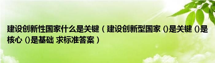 建设创新性国家什么是关键(建设创新型国家 ()是关键 ()是核心 ()是基础 求标准答案)