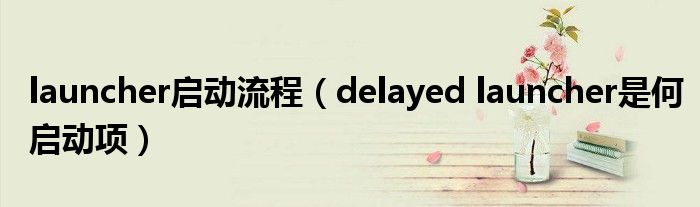 launcher启动流程(delayed launcher是何启动项)