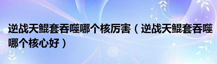 逆战天鲲套吞噬哪个核厉害(逆战天鲲套吞噬哪个核心好)