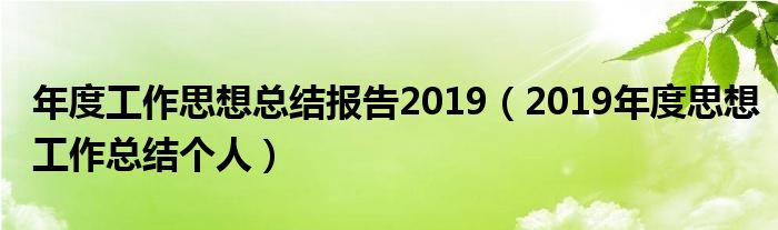 年度工作思想总结报告2019(2019年度思想工作总结个人)