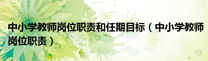 中小学教师岗位职责和任期目标(中小学教师岗位职责)