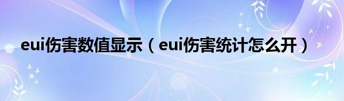 eui伤害数值显示(eui伤害统计怎么开)