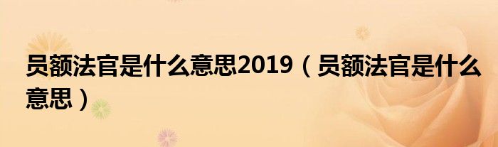 员额法官是什么意思2019(员额法官是什么意思)
