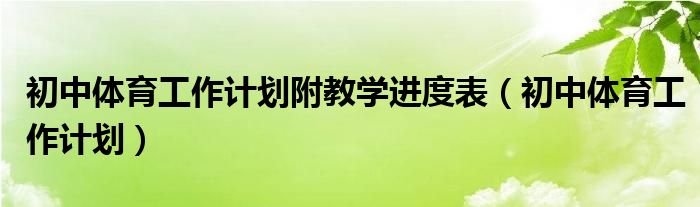初中体育工作计划附教学进度表(初中体育工作计划)