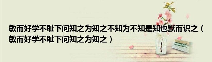 敏而好学不耻下问知之为知之不知为不知是知也默而识之(敏而好学不耻下问知之为知之)