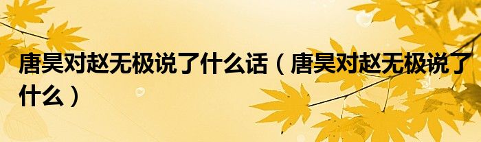 唐昊对赵无极说了什么话(唐昊对赵无极说了什么)