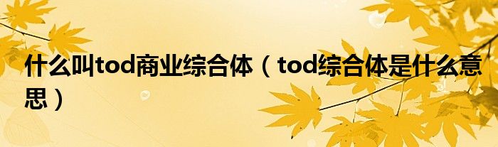 什么叫tod商业综合体(tod综合体是什么意思)