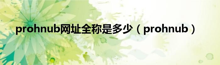 prohnub网址全称是多少(prohnub)