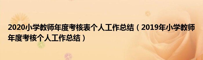 2020小学教师年度考核表个人工作总结(2019年小学教师年度考核个人工作总结)
