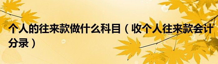 个人的往来款做什么科目(收个人往来款会计分录)