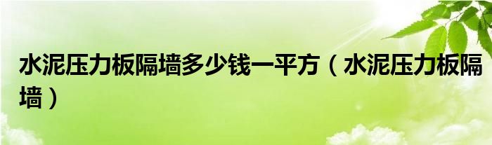 水泥压力板隔墙多少钱一平方（水泥压力板隔墙）