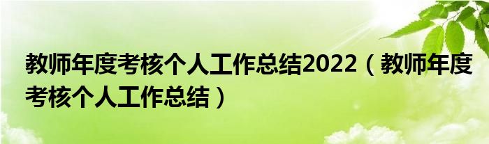 教师年度考核个人工作总结2022(教师年度考核个人工作总结)